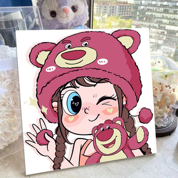 Strawberry bear and little girl