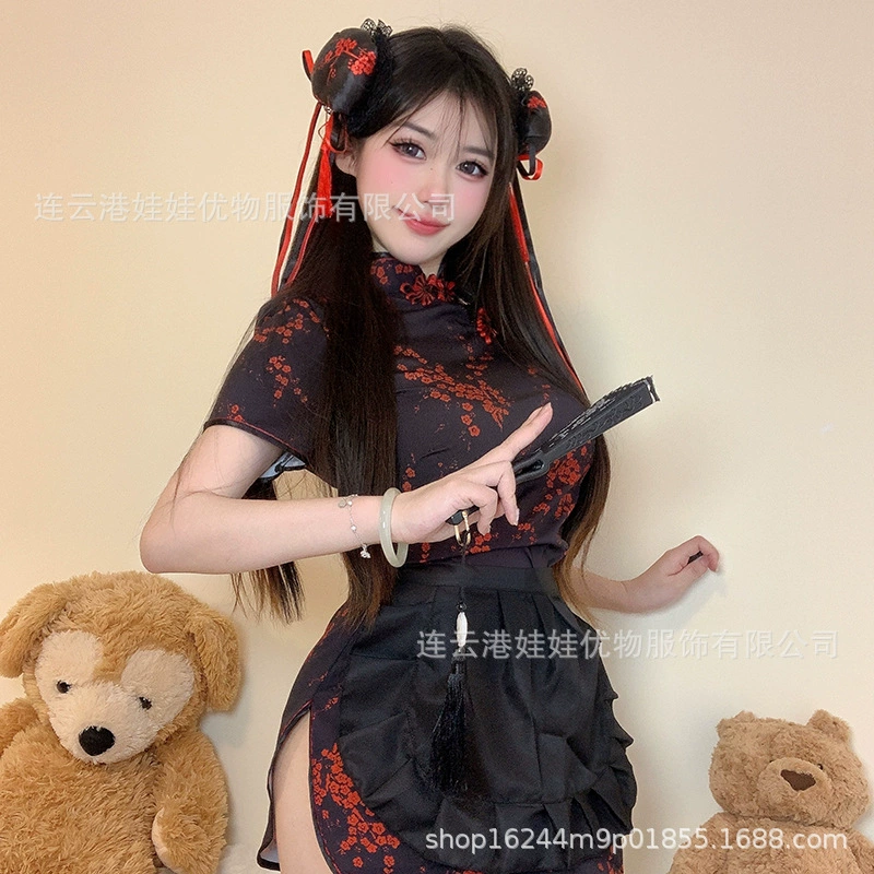 Набор чонсам (qipao) — с передником и чулками опционально, размеры 80–150 цзинь