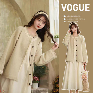 in stock Lace Stitching Knitted Cardigan Jacket Top Women's Autumn and Winter New light green Sweater Top