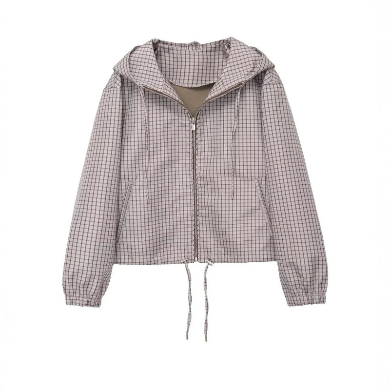 Taop&Za Spring New Women's Street Fashion Plaid Hooded Jacket 6318/213