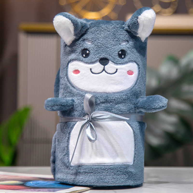 Animal de dibujos animados coral rollo manta Oficina siesta manta aire acondicionado manta estudiante niños pequeña manta grupo edificio empresa regalo