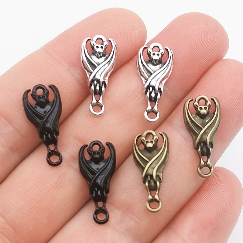 New fashion diy creative animal pendant Halloween double hanging bat alloy accessories