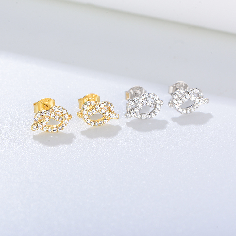 S925 plata nudo geométrico Zircon Stud pendientes de las mujeres personalidad simple europea y americana ins diseño mini pendientes