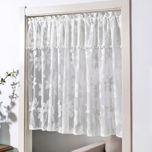 Door Curtain Half Curtain Bedroom Room Home Partition Curtain 2024 New High-End Decorative Hanging Curtain Rod Punch-Free Gauze Curtain