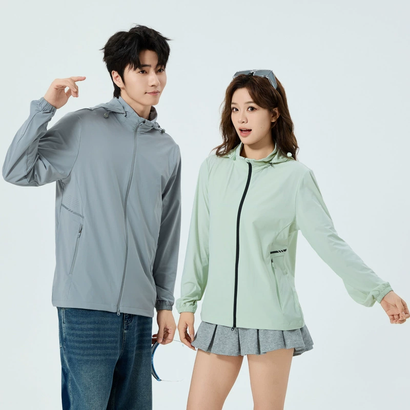 Двусторонняя куртка с капюшоном для улицы, трансграничная трансляция, популярная летняя дышащая тонкая одежда из ледяного шелка, защита от солнца