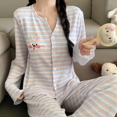 睡衣女款春秋带胸垫长袖高级感大码2025新款女款秋冬家居服可外穿