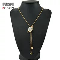 Длинная цепочка-ожерелье-свитер (ZOGXIN) ZG214/ZG222, титановая сталь с 18K золотым покрытием, каменная вставка, подвесной цепь