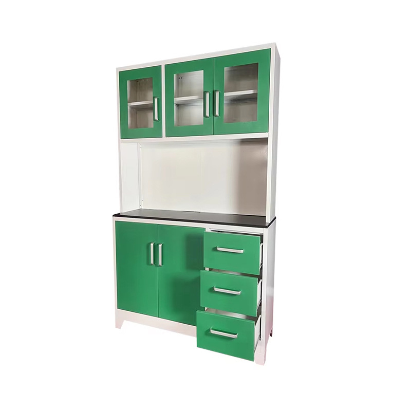 Amazon armario de venta caliente armario de acero doméstico de gran capacidad armario de almacenamiento con puerta de vidrio armario de comedor de sala de estar