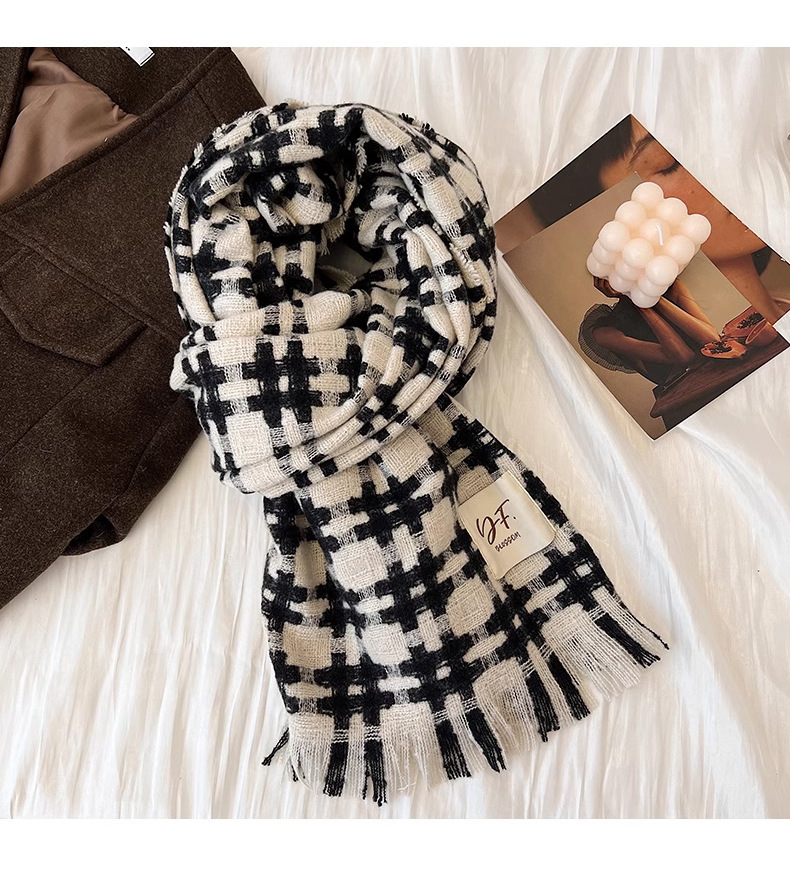 Bufandas a cuadros de invierno para mujeres nuevas parejas coreanas de alto nivel parejas de estilo universal grueso y cálido gran chal de cachemir imitación buñuelo