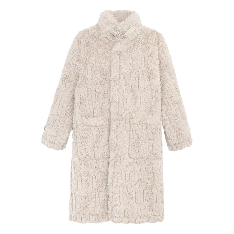 Пальто из овечьей шерсти женское длинное пальто до колен дизайн осенью и зимой 2023 новая корейская кожаная куртка