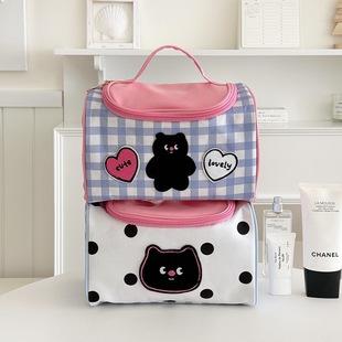 Cute Cartoon Portable Cosmetic Bag Women's 2024 New Girl's Heart Portable Large Capacity Cosmetic Storage Wash Bag