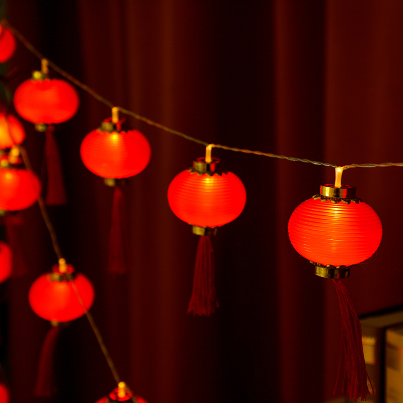 led红灯笼灯串中国风福字商场房间喜庆布置灯串过年元旦装饰灯
