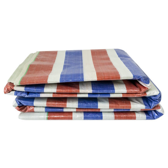 Small size PE color striped cloth brand new double-sided waterproof tarpaulin dustproof, windproof and rainproof color striped cloth for construction site freight yard