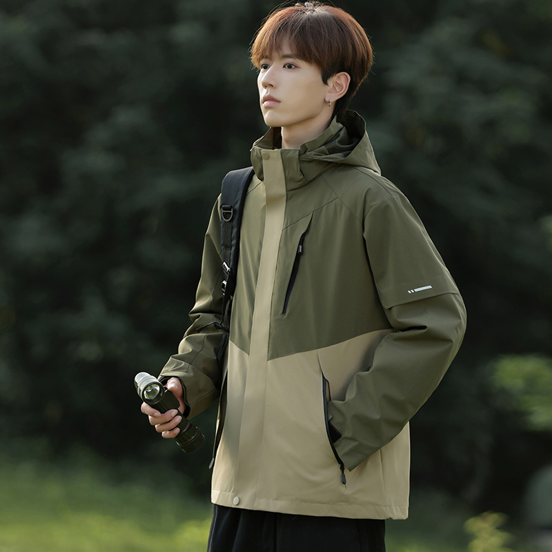 Waterproof Windproof Hooded Jacket For Couples Autumn Winter_voghion.com