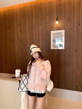 学院风拼接针织轻薄棉衣外套女2025秋冬新款设计感立领长袖棉服潮