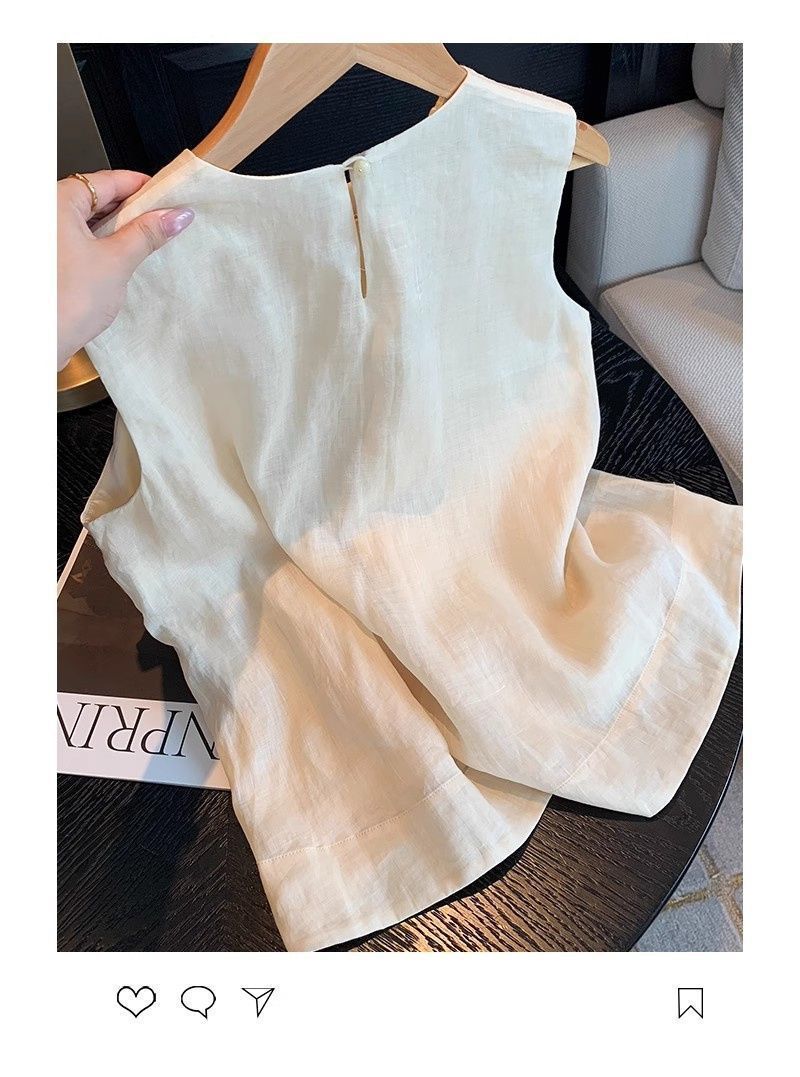 Áo hai dây nữ phong cách Trung Hoa thêu hoa cổ tròn chất mỏng — Màu mơ chi tiết 5