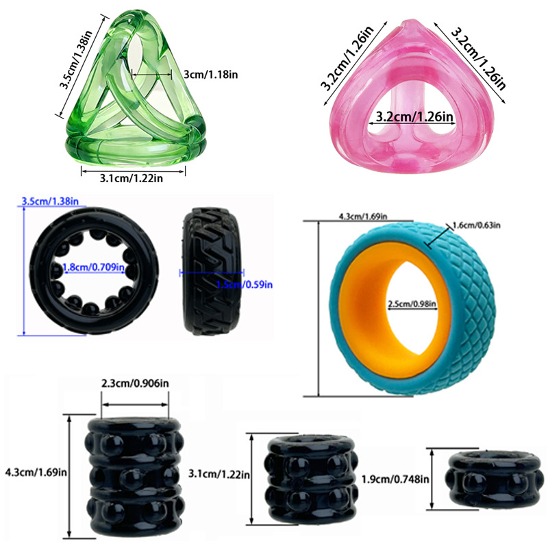 Triple-Ring Delay Cock Ring for Couples, TPE Scrotal Restraint Ring, Removable Dual-Color Design — detail image 4