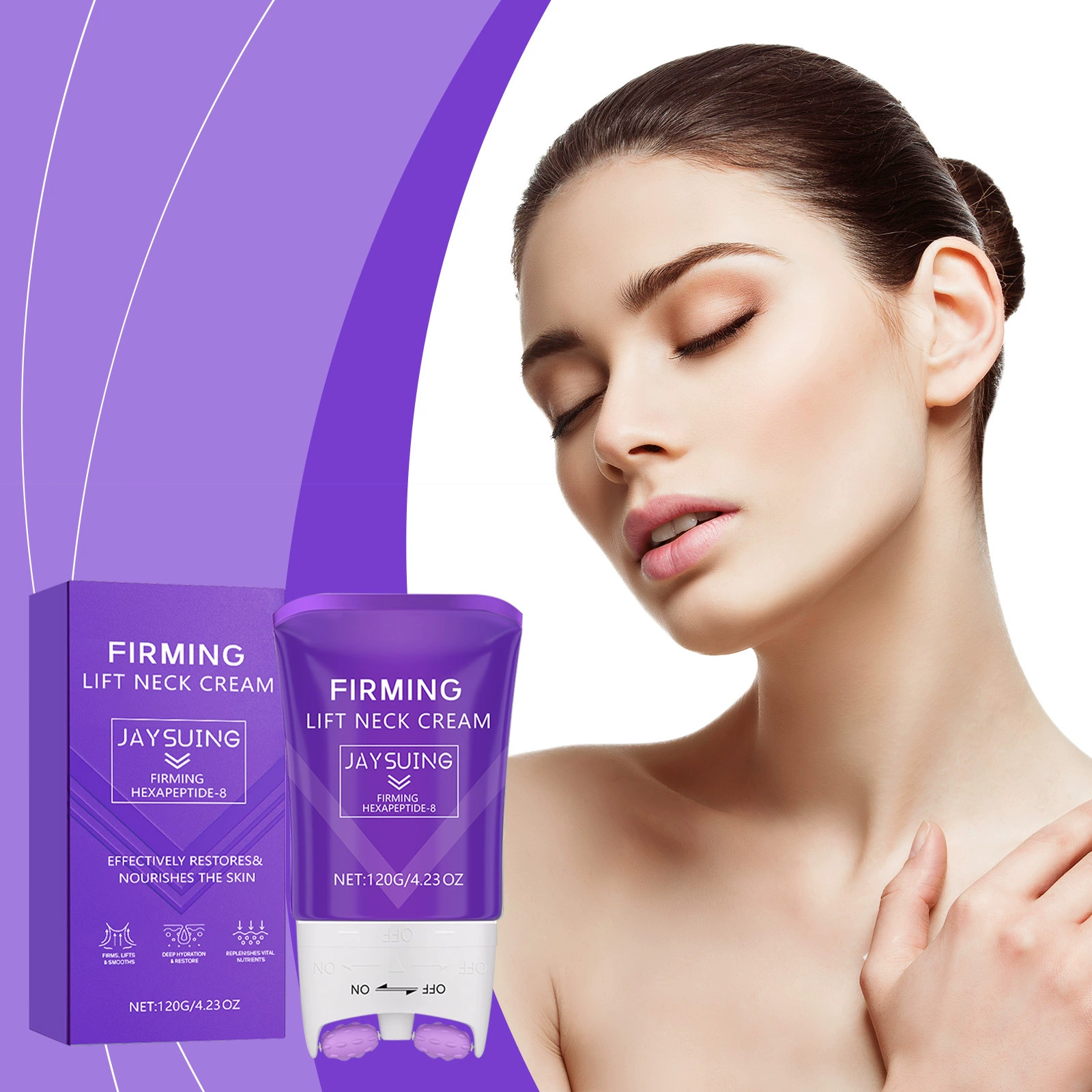 JAYSUING Крем для шеи с роликом Увлажняющий и увлажняющий шея Нежная и нежная кожа Ежедневный увлажняющий крем для красоты шеи с роликом