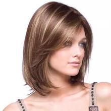 欧美时尚假发外贸假发cos 高温丝 短发钢琴色长卷曲假发工厂直发
