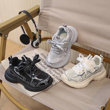 女童老爹鞋系带秋季新款中小儿童运动鞋黑色男女童跑步鞋子女童鞋
