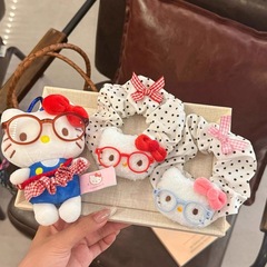 少女KT蝴蝶结樱桃发圈大肠圈百搭布艺格子发绳丸子头扎发皮筋头绳