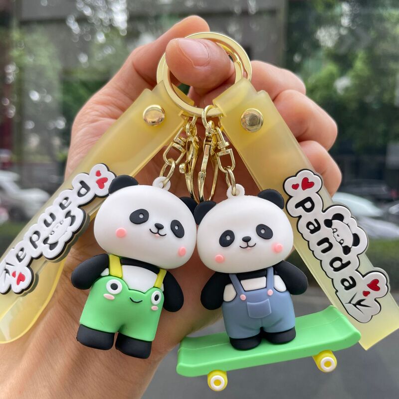 Cartoon Cross-Dressing Panda Keychain Cute Doll Couple School Bag Pendant Holiday Baby Catching Machine Small Gift Wholesale
