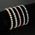 跨境热销4mm爪石链镶嵌宝石链女时尚手饰轻奢钛钢手链可调节定制