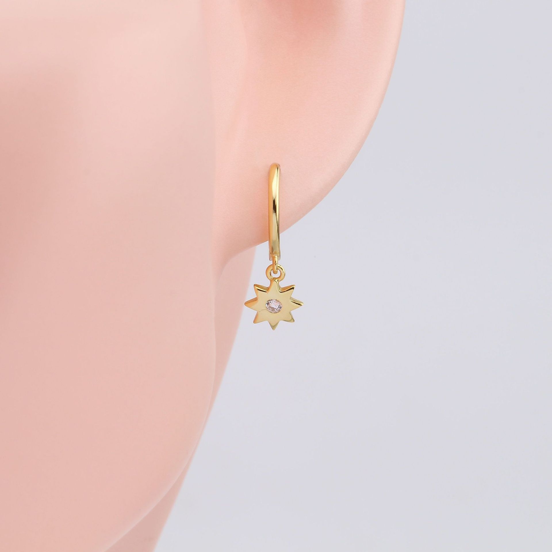 1 Pair Simple Style Star Plating Inlay Sterling Silver Zircon White Gold Plated Gold Plated Drop Earrings display picture 3