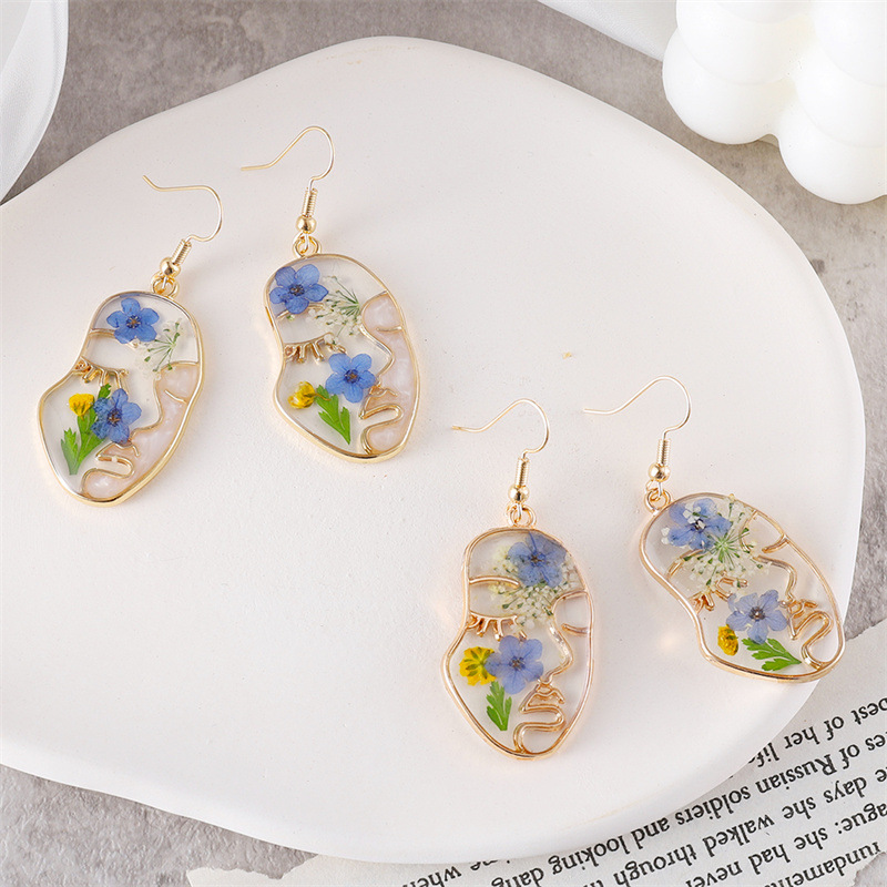Zinc Alloy Ear Needle Material Drop Earrings Classification 1 Pair Quantity 1 Pair Simple Style Geometric Flower Epoxy Plating Zinc Alloy Drop Earrings