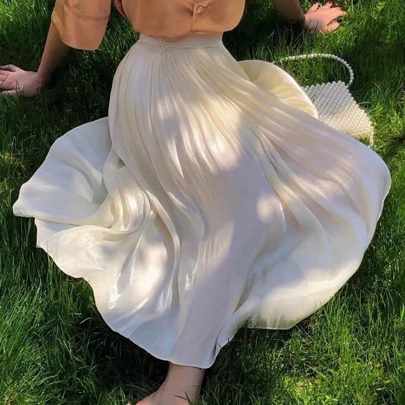 Перламутровые и стеклянные пряжи, тонкая полулегкая летняя новая легкая роскошная юбка
