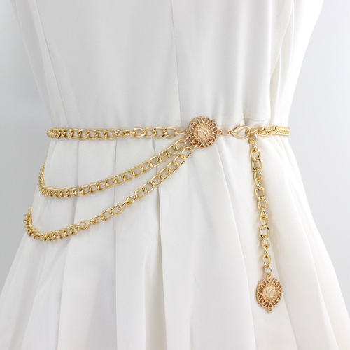 Metal waist chain women's dress ins style internet celebrity decorative chain adjustable waist thin belt dropshipping