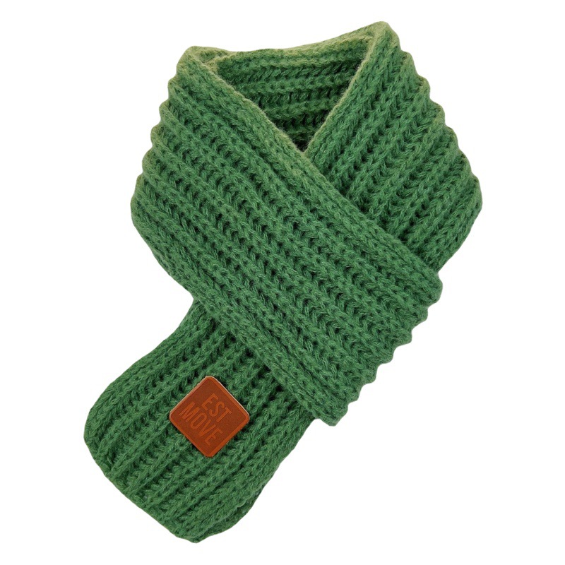 2025 New Cross-Border Export K-Style Kidsren's Knitted Scarf Winter Pure Color Warm Wool Infants Boys and Girls Korean