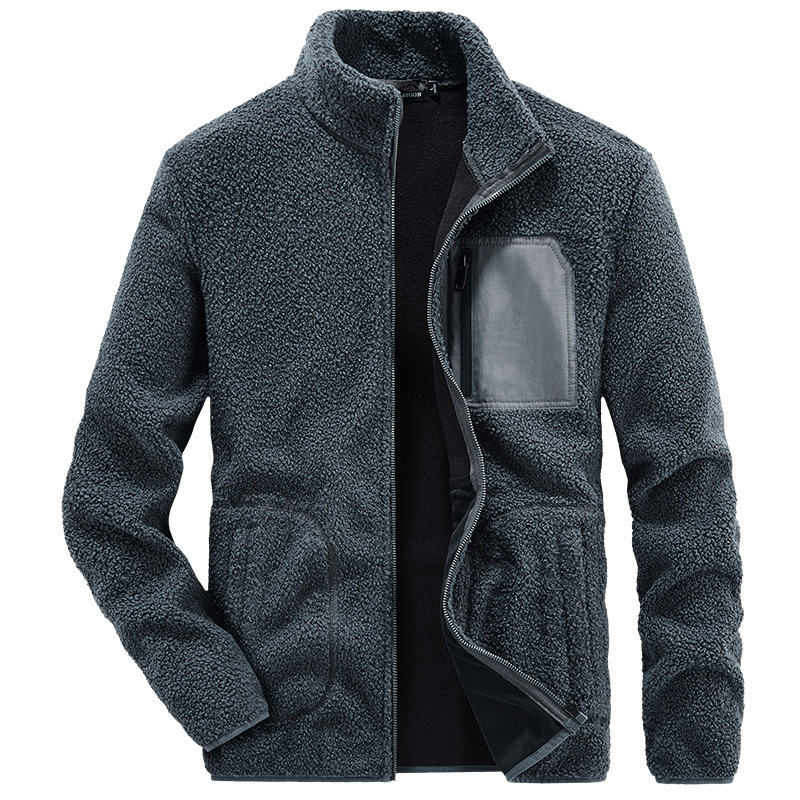 Teddy Velvet Jacket Men's Autumn and Winter fleece-lined Thickened Sweater Men's Fashionable Brand Korean Fashionable Top Jacket for Teenagers Teddy Velvet Jacket Men's Autumn and Winter fleece-lined Thickened Sweater Men's Fashionable Brand Korean Fashionable Top Jacket for Teenagers