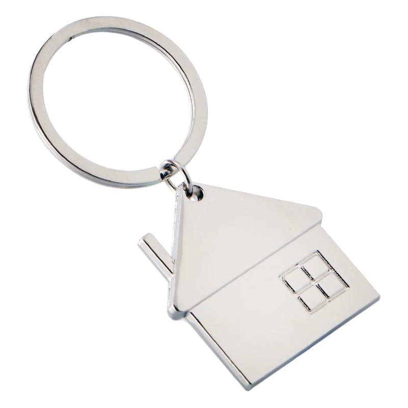 Fábrica al por mayor llavero personalizado simulación metal casa llavero colgante regalo puede láser logo