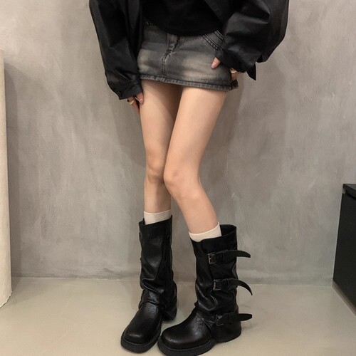 Stylish and Gorgeous Mid-Center Boots for Women, New Arrival Bestseller, Ultra-Hot Pile Leather Boots with Thick Heels, Brown Short Boots