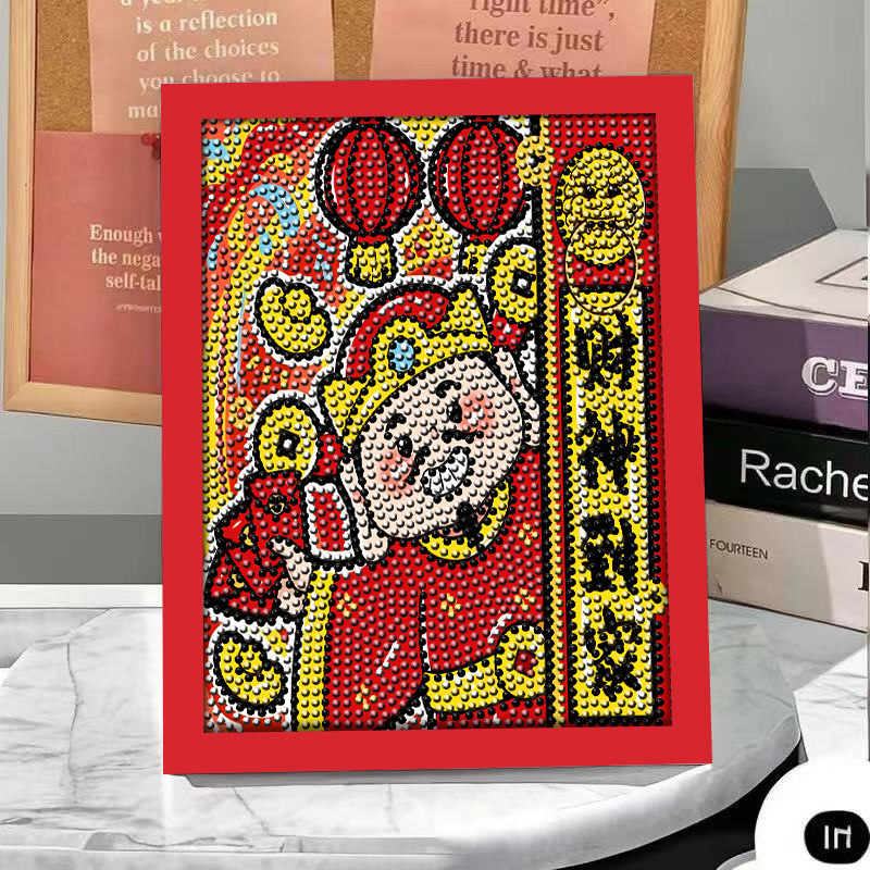 Pintura de diamante DIY con marco de fotos para enviar lleno de diamantes y pintura de diamantes para hacer pintura al óleo de dibujos animados educativos para niños 2024 ladrillo pegajoso y diamantes brillantes