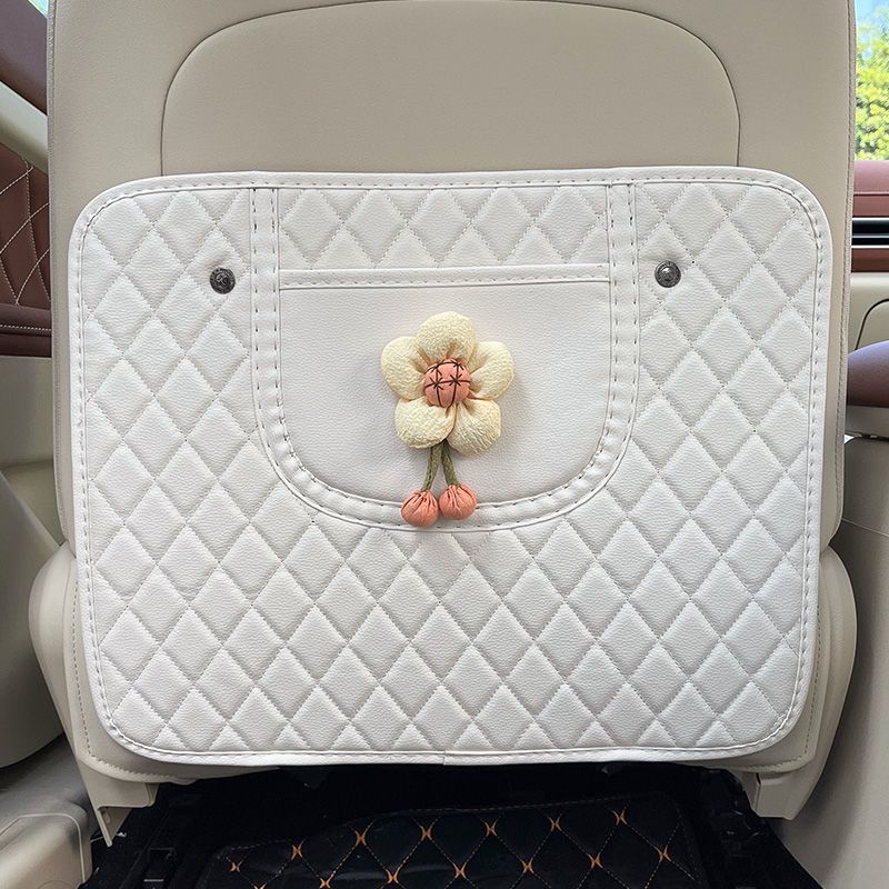 Universal – Car Back Chair back anti-kick pad - yellow-sunflower-white-kick-pad
