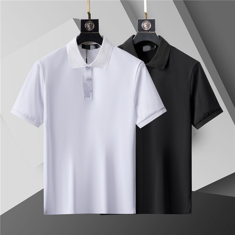 Cross-Border Authentic Version 26 New Style Polo Shirt Unisex Solid Color Business Casual Slim Fit Knit Turn-Down Collar Short Sleeve