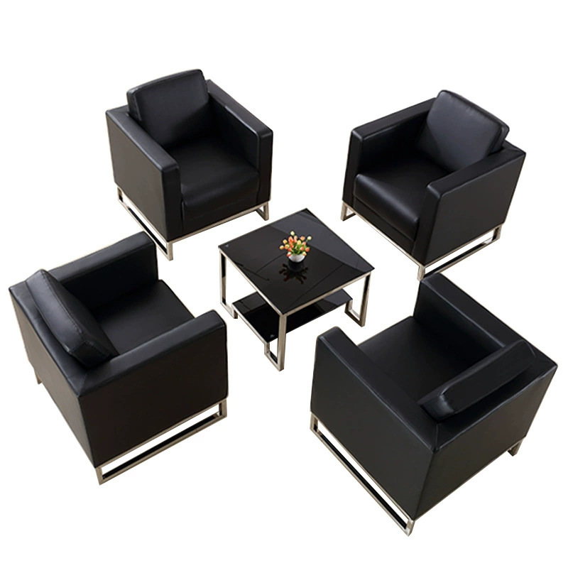 Sofá de oficina para una persona mesa de té de negocios combinación de automóviles de cuero 4S tienda de clientes sala de recepción simple y moderna