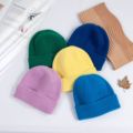甜美多巴胺彩色毛线帽2023冬季新品纯色卷边保暖针织帽子厂家批发