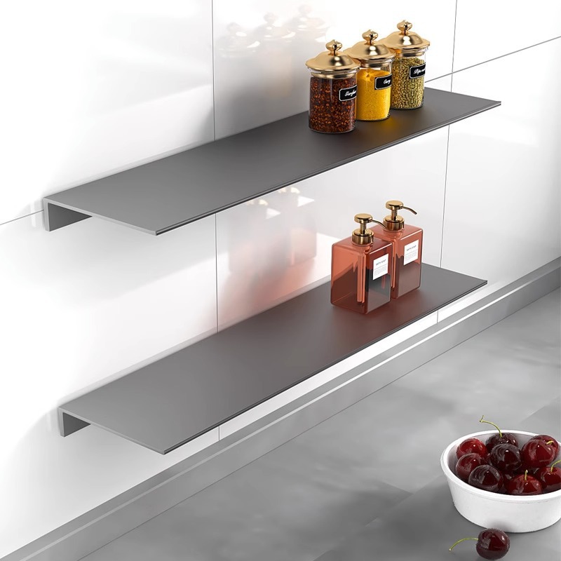 Thickened Space Aluminum Bathroom Storage Rack Punch-Free Wall-Mounted Cosmetic Storage Kitchen Seasoning Shelf