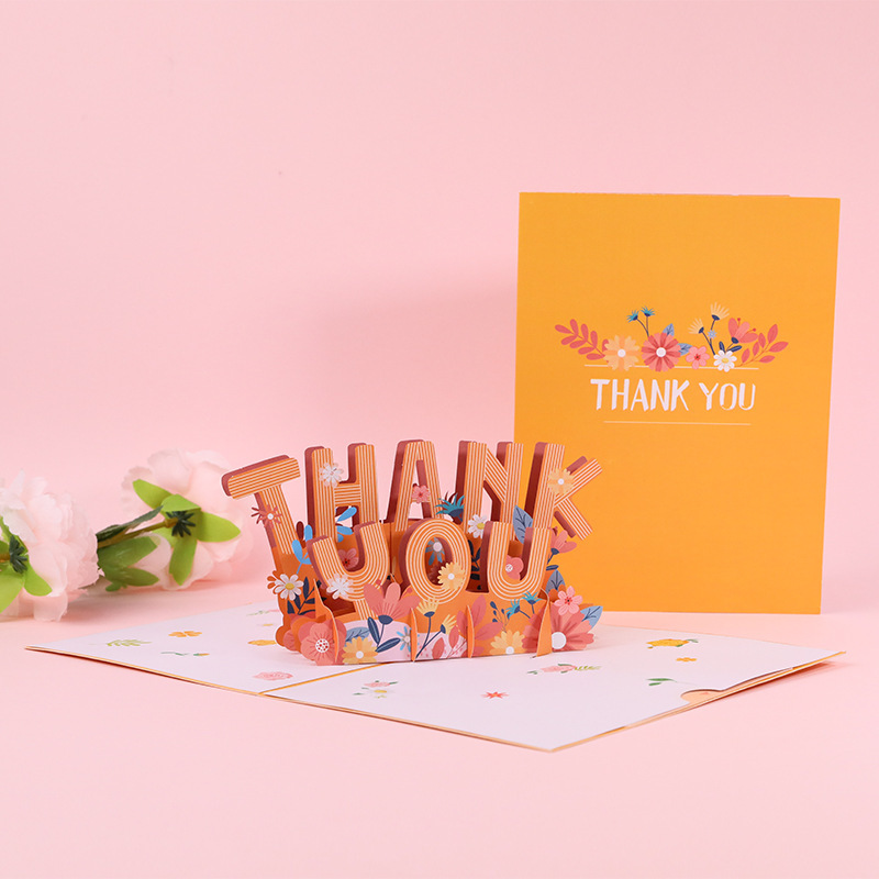 Creative 3D three-dimensional business greeting card thank you card THANK YOU greeting card with envelope Mother's Day greeting card for friends