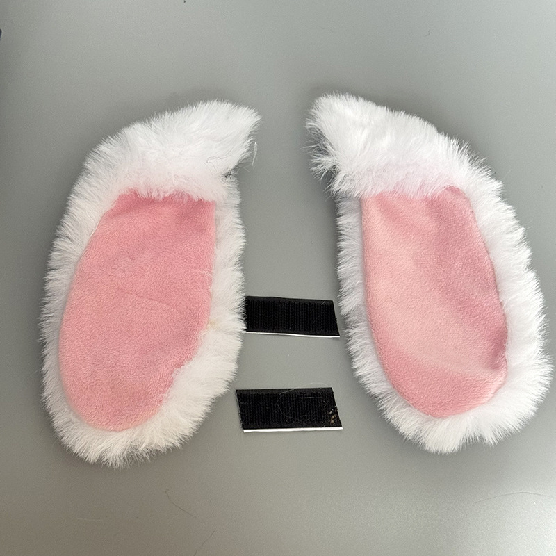 Motuoche Rabbit Ear Helmet Decoration Plush Cute Motorcycle Ski Helmet Accessories (Auto Parts and Accessories) - floppy-ear-rabbit-1-pair-white