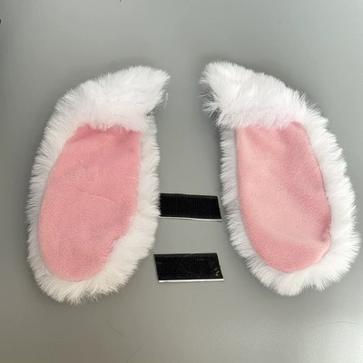 Personalized Rabbit Ear Helmet Decoration Plush Cute Rabbit Ear Earrings Sexy Motorcycle Ski Helmet Decoration Accessories (Motosiklet dəbilqələri) - fold-eared-rabbit-1-pair-white
