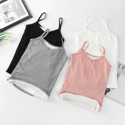 Large Size Autumn and Winter New Warm Tank Top Vest Women's Underwear Comfortable Underwear Fleece Thickened Waistcoat Slimming Warm 