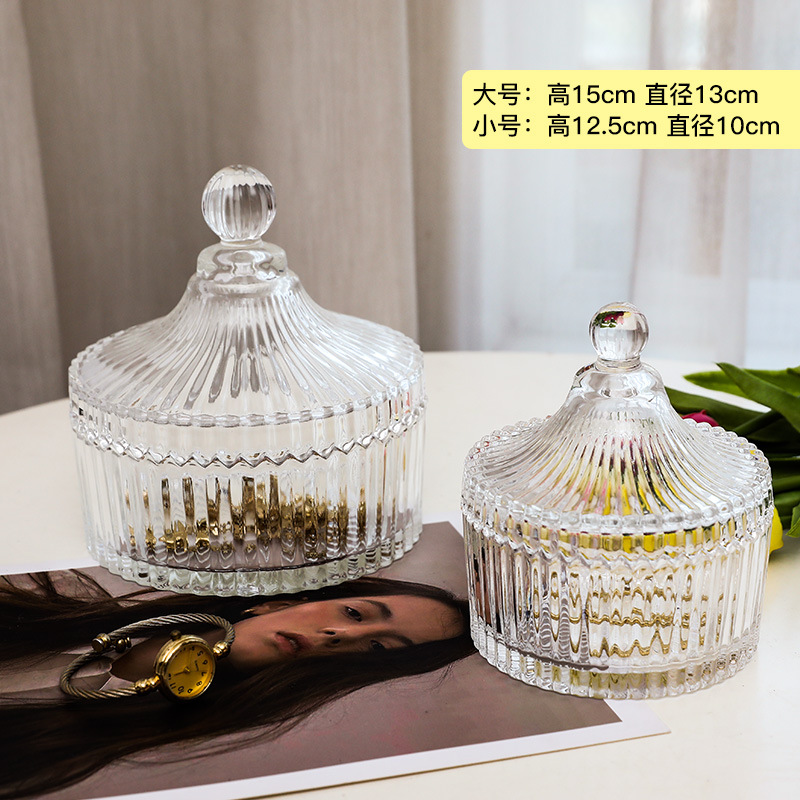 Korean INS glass sugar cube jar Mongolian yurt cosmetic storage candy jar Nordic style room decoration box