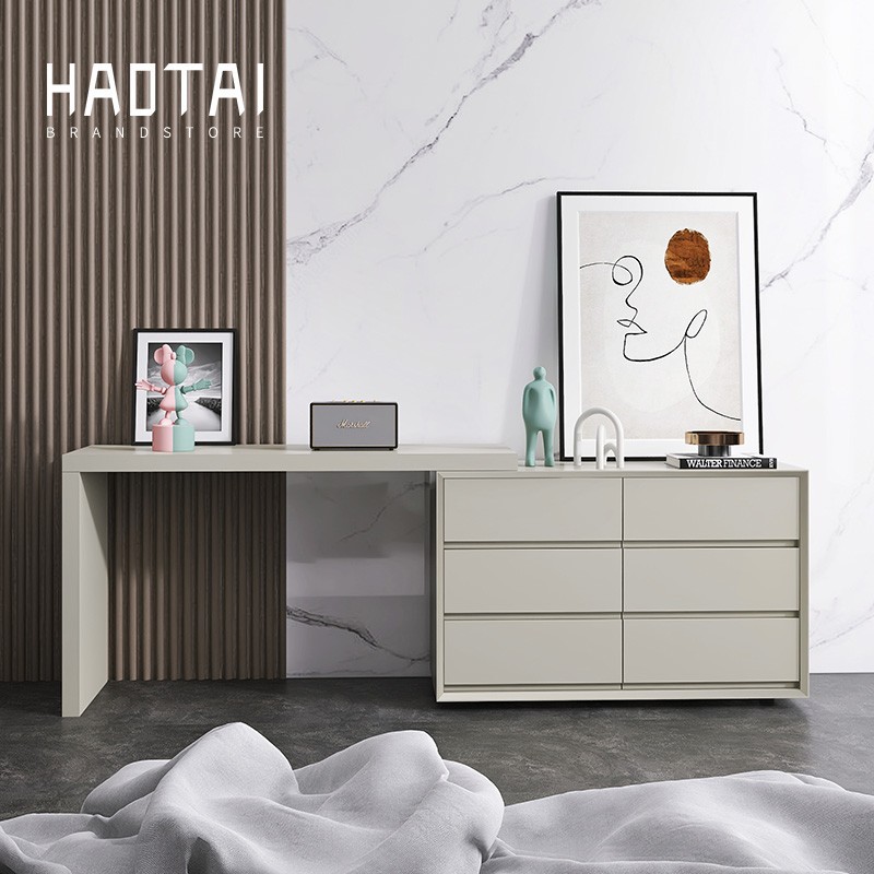 이탈리아 옷장 책상 조합 현대 컴퓨터 책상 옆 서랍장 개폐식 침실 다기능 단단한 목재 보관