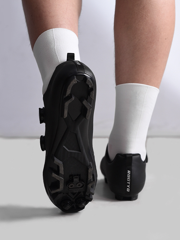 Zapatos de ciclismo de montaña para hombres y mujeres, botón doble para vehículos de carretera, zapatos de ciclismo de suela dura, zapatos de bloqueo de amortiguación, equipo de ciclismo