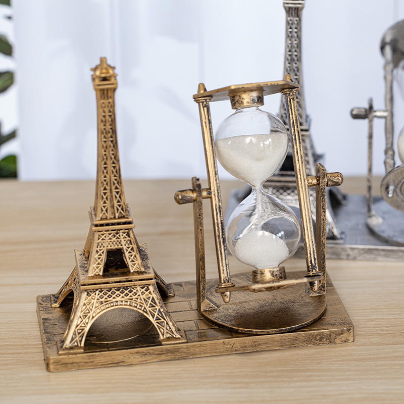 Personalized Creative Eiffel Tower Hourglass Office Desktop Decoration Home Living Room Wine Cabinet Decoration Student Gifts