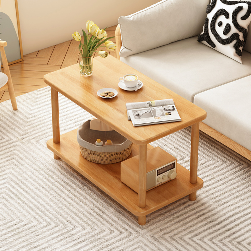 Sofa Side Table Solid Wood Side Table Storage Rack Simple Small Square Table Living Room Small Apartment Home Side Small Table Coffee Table